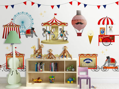 PW20181009022 Kids room with modern nordic animal cartoon design mural by SJK