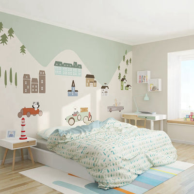 PW20181009024 Kids room with modern nordic animal cartoon mural by SJK