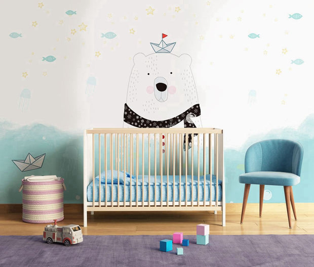 Children's wallpaper with bear design for boys' room 1350661 Without P –